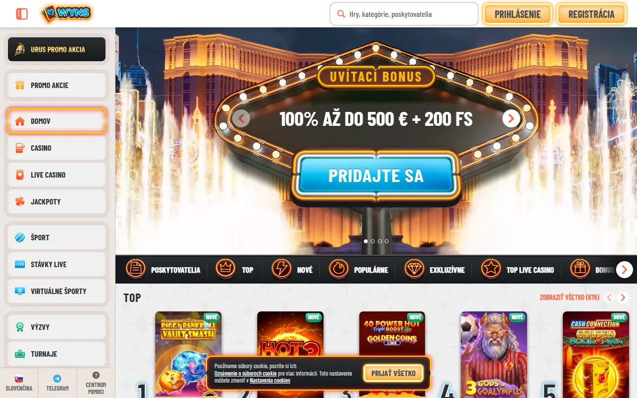 Startseite von wyns.com (Screenshot)